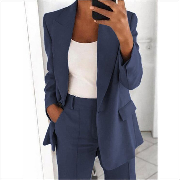 Lapel Blazer &amp; Slim-Fit Trousers Two-Piece Suit – 10 Colors XS–5XL