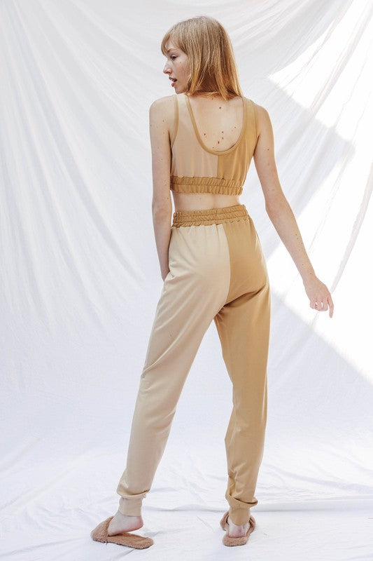 Two tone jogger lounge set