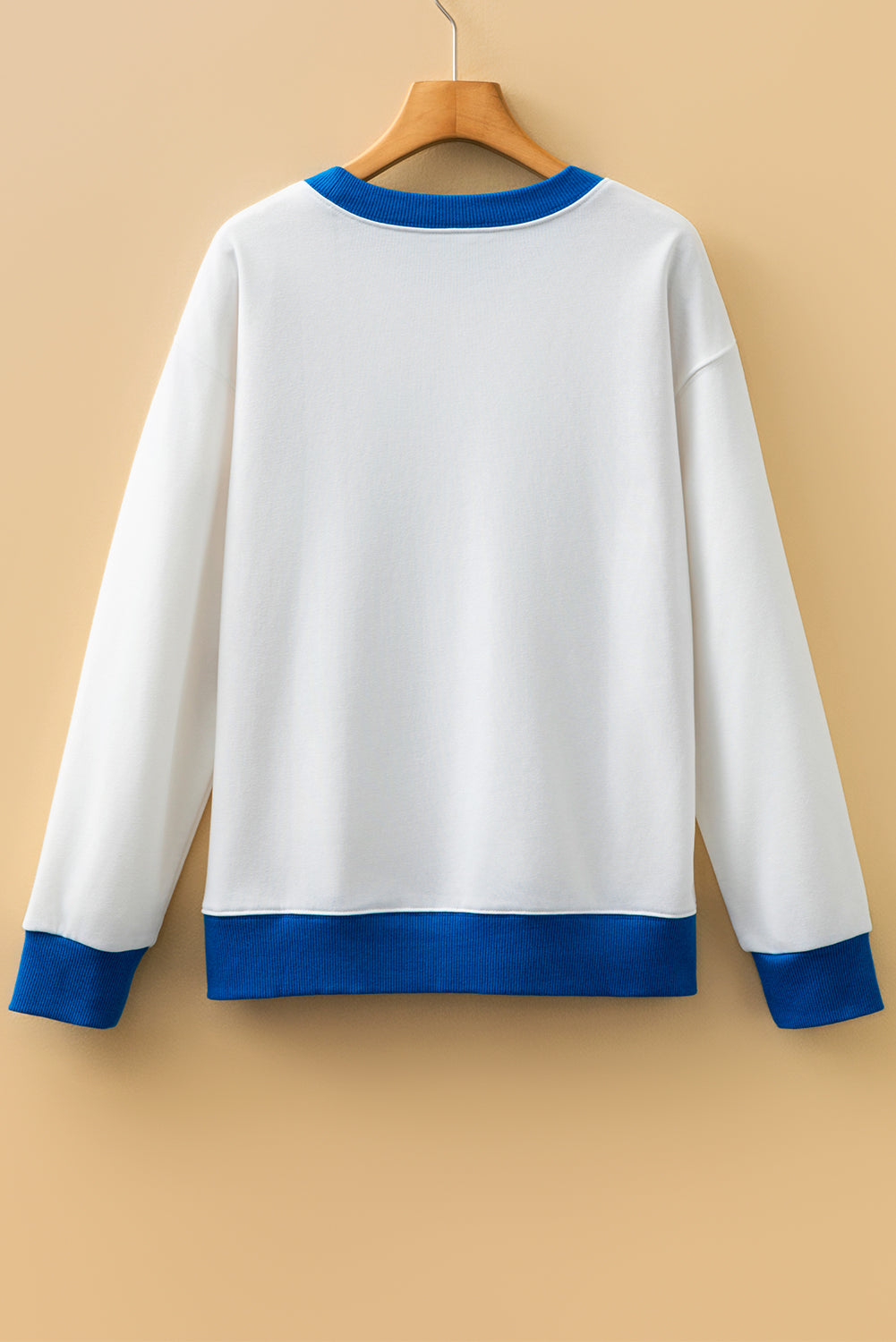 White GAME DAY Letter Graphic Varsity Striped Detail Baggy Sweatshirt