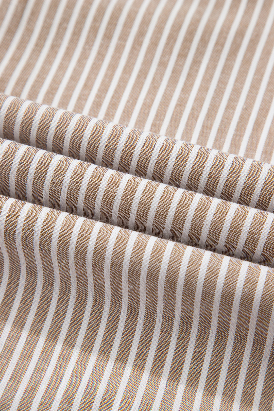 Khaki Stripe Flutter Sleeve Buttoned Front Slit Maxi Dress