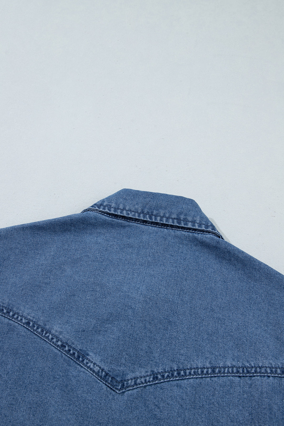 Dusk Blue Western Embroidered Collar Long Sleeve Denim Shirt