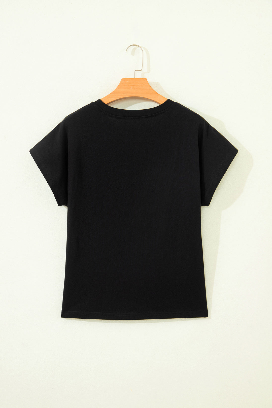 Black Leopard Bow Embroidered Cotton Round Neck T Shirt