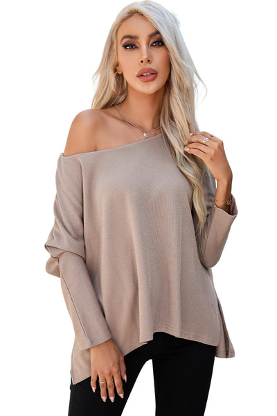 Khaki Lightweight Knit Oversize Blouse