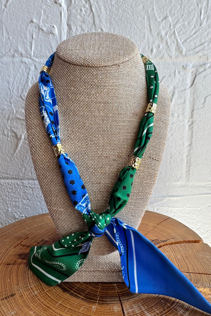 GEMELLI | BANDANA SCARF NECKLACE - GREEN & BLUE