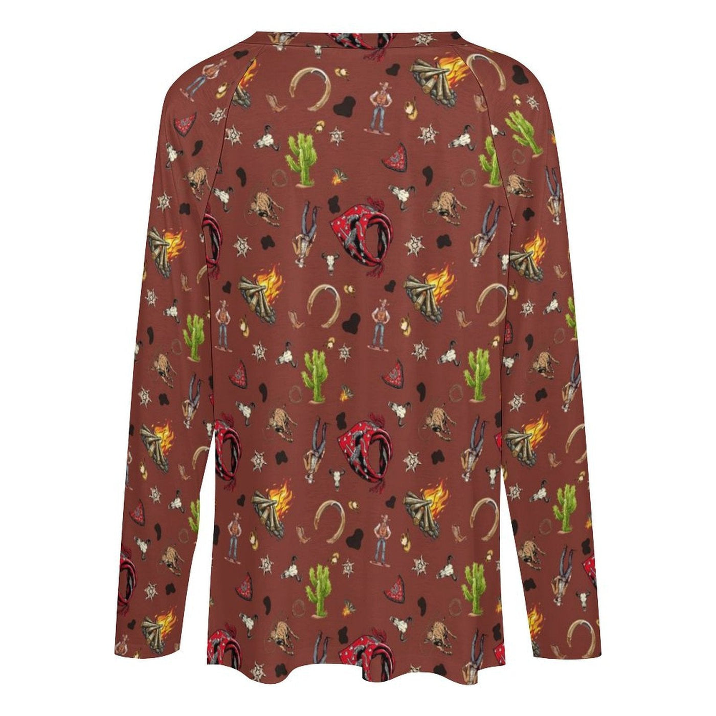 Baha Ranch Western Print Long Sleeve Top