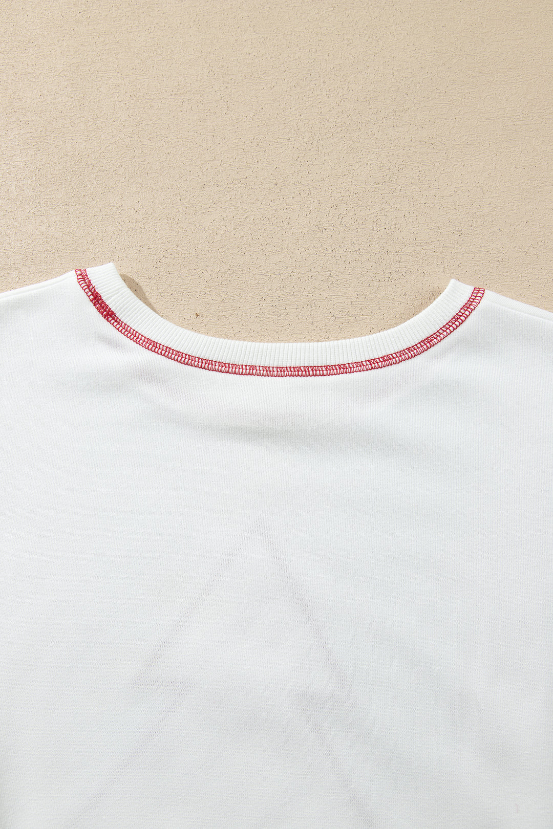 White Striped Contrast Christmas Tree Patchwork Puff Sleeve Top