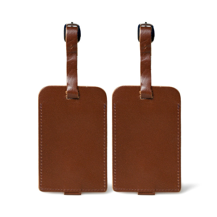Dark Brown Leather Luggage Tags Set