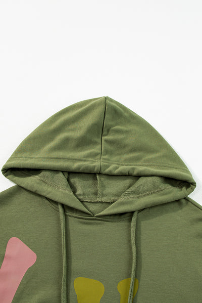 Mist Green LOVE Letter Graphic Drop Shoulder Oversize Hoodie