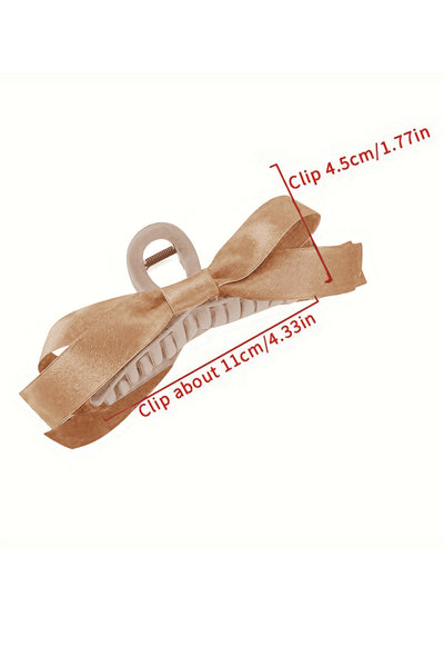 Light French Beige Bow Decor Large Hair Claw Clip