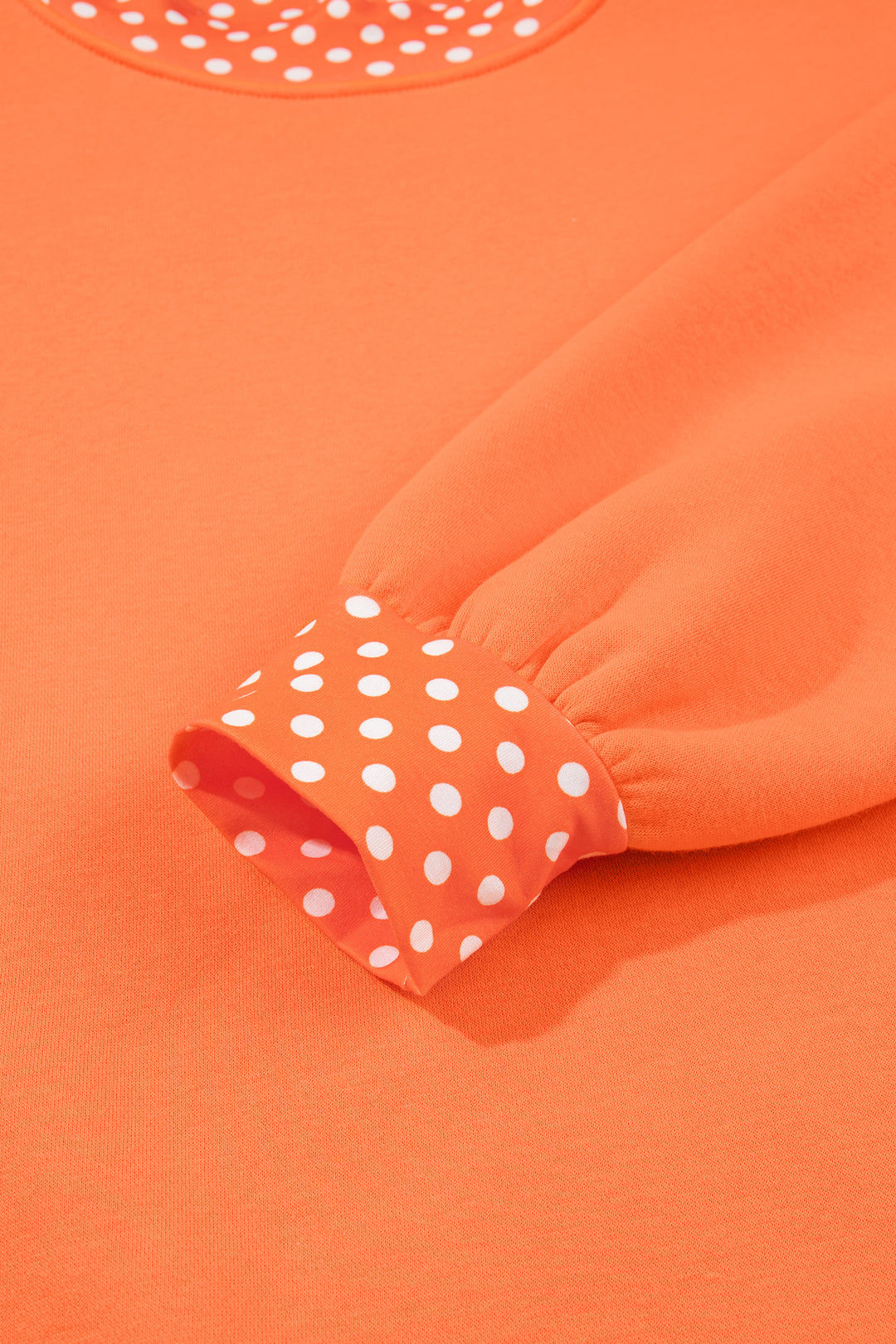 Red Colorblock Polka Dot Contrast Trim Oversized Sweatshirt