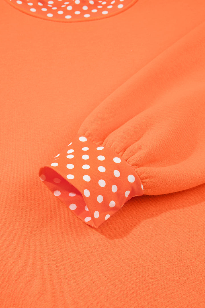 Red Colorblock Polka Dot Contrast Trim Oversized Sweatshirt