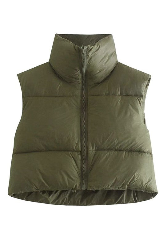 Cropped puffer vest