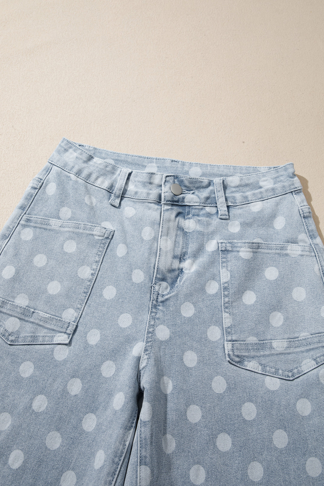 Sky Blue Polka Dot Casual Slim Fit Jeans