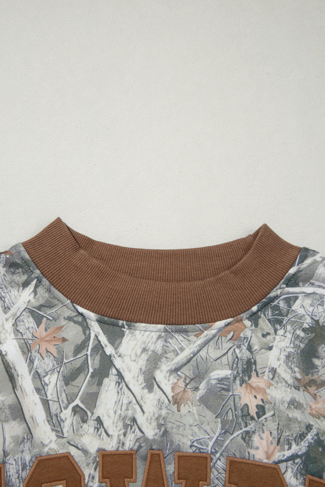 Beige Western Mallard Letter Print Baggy Pullover Sweatshirt