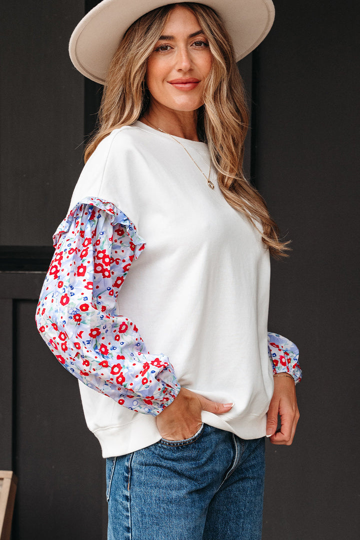 Isabel Floral Ruffled Balloon Sleeve Loose Blouse