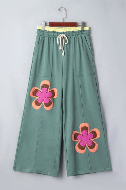 Petal Patchwork Wide Leg Pants