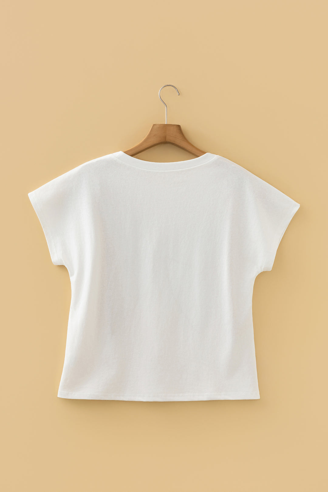 White Leopard Bow Embroidered Cotton Round Neck T Shirt
