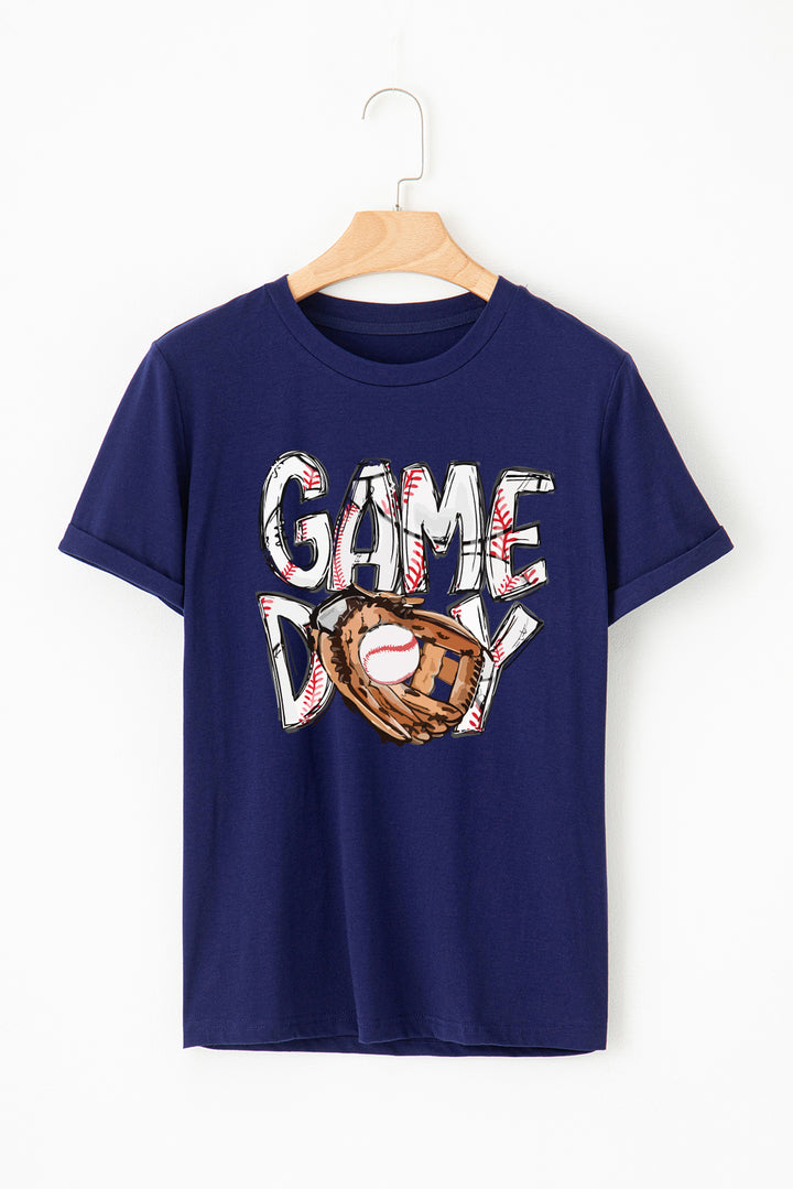 Blue GAME DAY TOUCH DOWN Graphic T Shirt