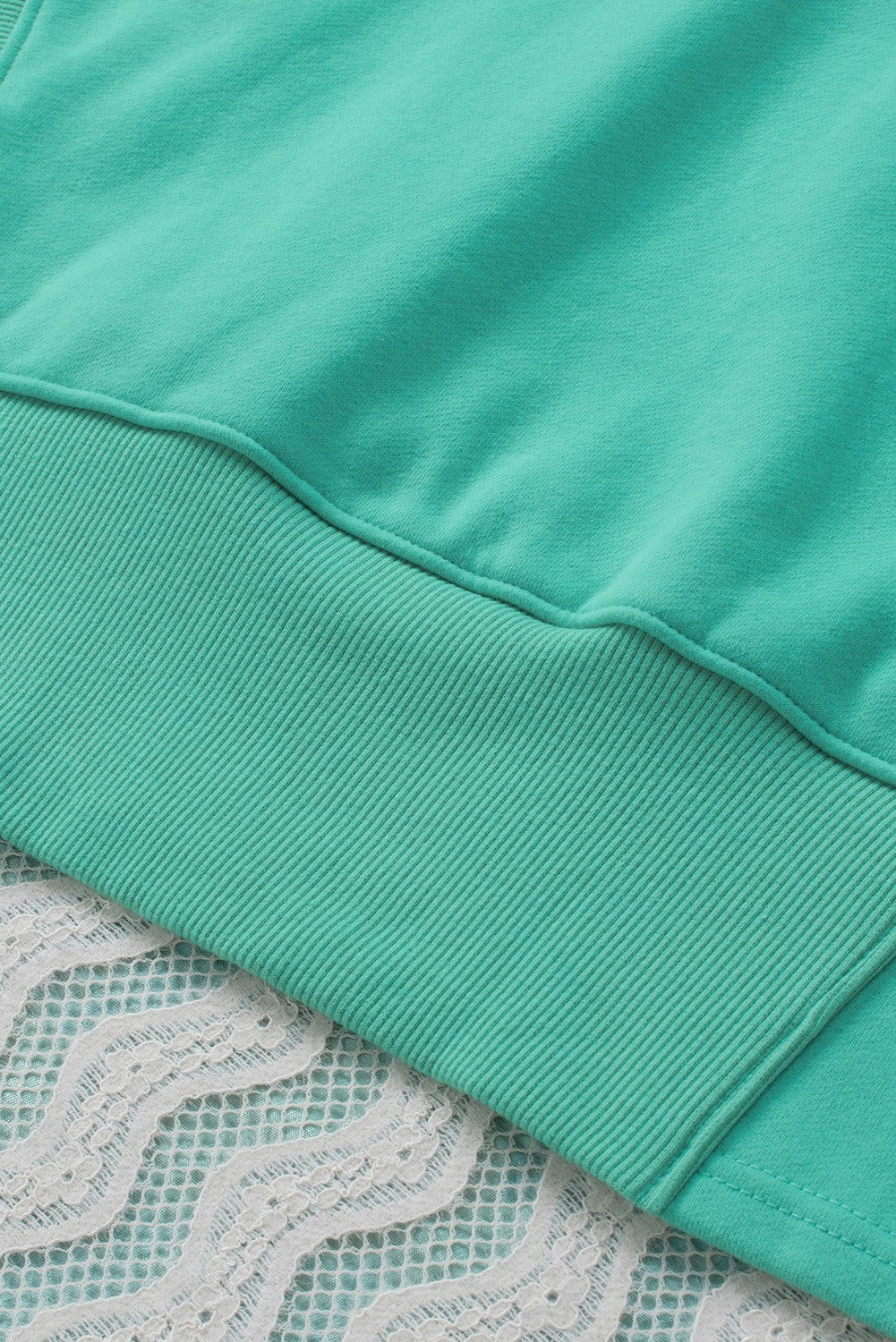 Turquoise Batwing Sleeve Pocketed Henley Hoodie