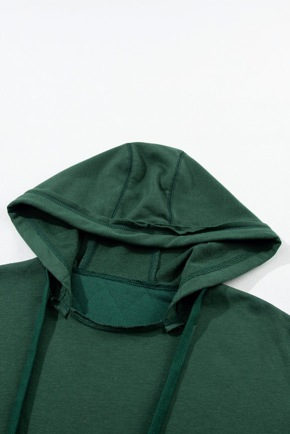 Blackish Green Quilted Patchwork Exposed Seam Hoodie