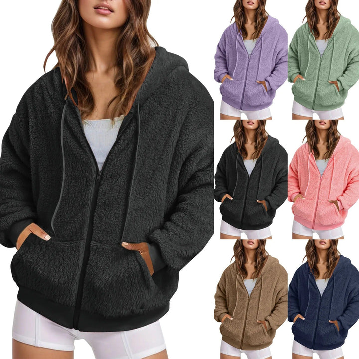 Long Zip-Up Hoodie – Soft Cotton Velvet, Oversized Fit