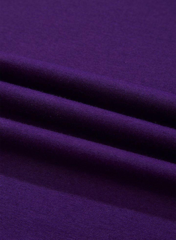 Tillandsia Purple Casual Plain Crew Neck Tee
