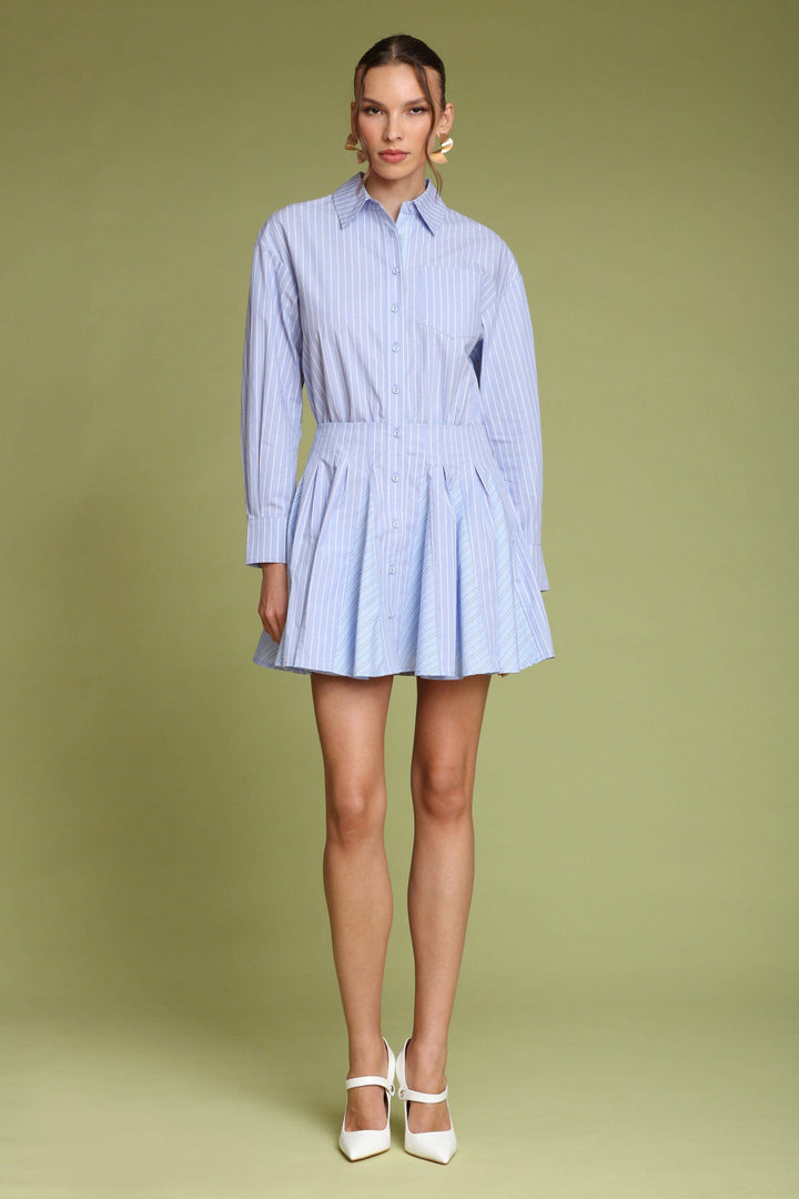 Striped Cotton Mini Shirt Dress