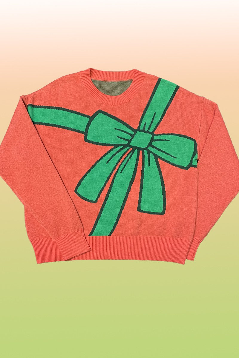 Bow wrap Christmas sweater