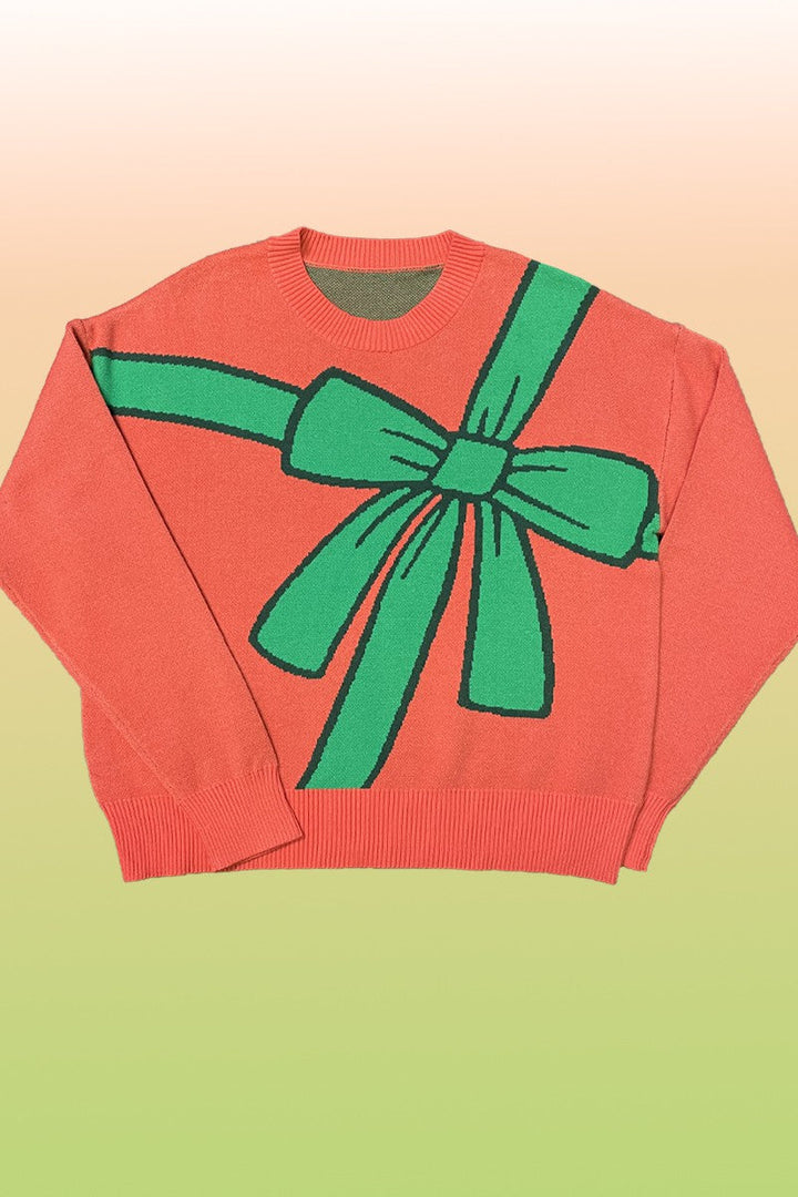Bow wrap Christmas sweater