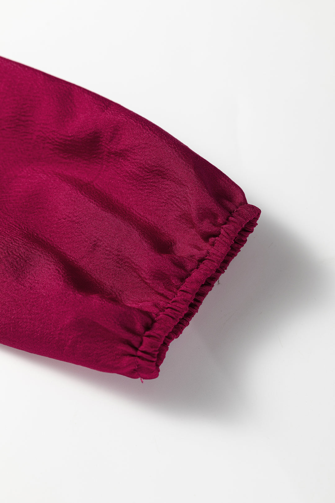 Burgundy Solid Long Sleeve Button V Neck Tiered Maxi Dress