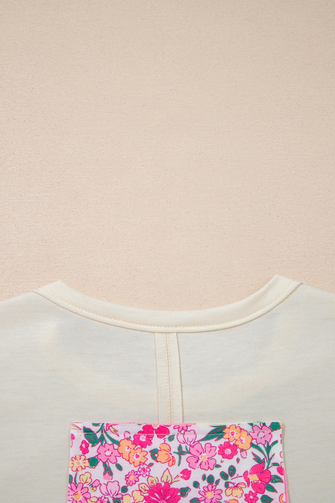 Jet Stream Floral Patched Raw Seam Big Flower Oversize Tee