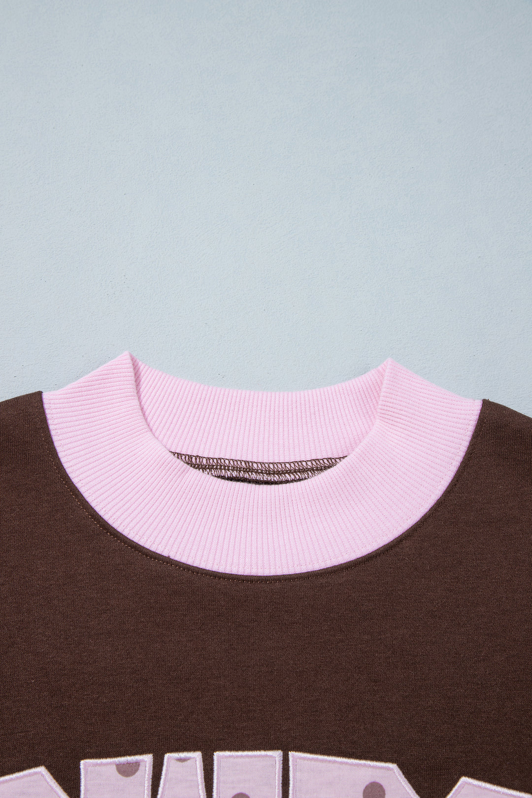 Pink Polka Dot Letter Graphic Colorblock Tunic Sweatshirt
