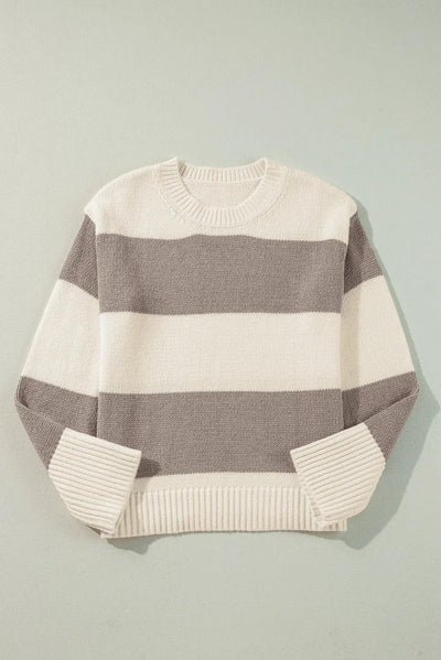 Color Block Round Neck Sweater