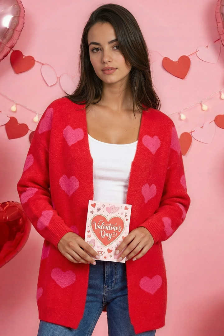 Open Front Heart Cardigan