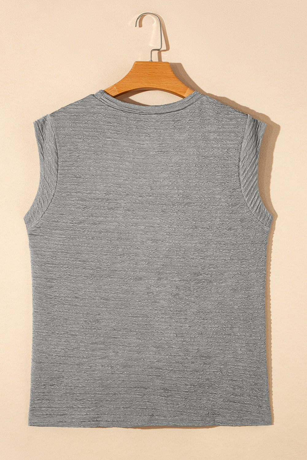 Medium Grey Solid Textured Batwing Sleeve Crew Neck T Shirt