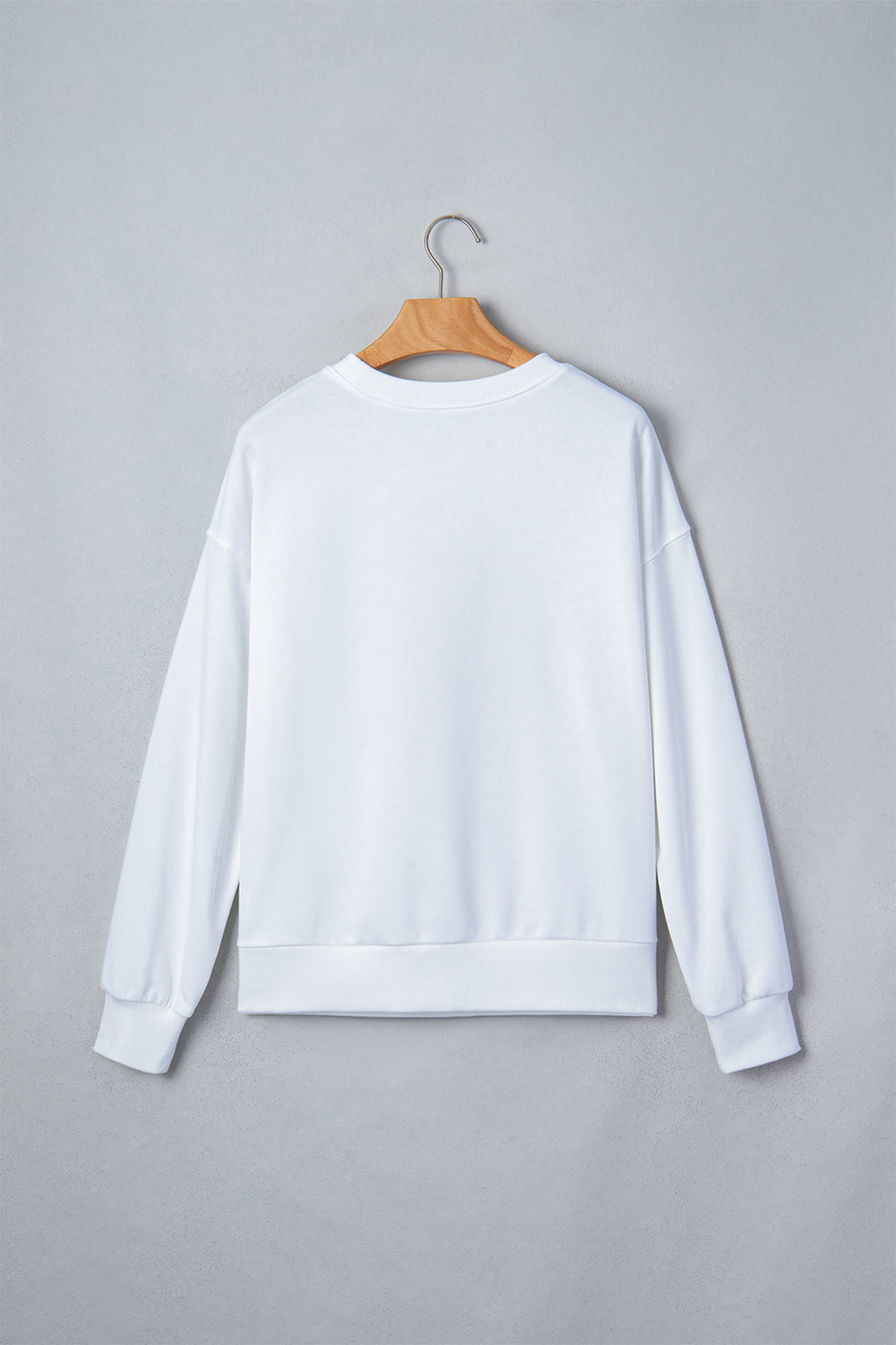 White Embroidered Slogan Game Day Rugby Pattern Crewneck Sweatshirt