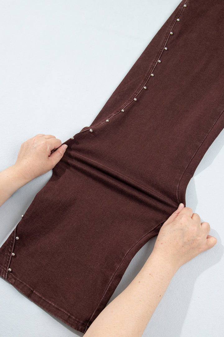 Dusk Blue Side Seam Rivet Detail Ankle Length Casual Jeans