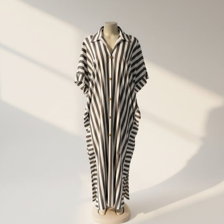 African-Inspired Striped Loose Long Dress | One Size 5 Colors