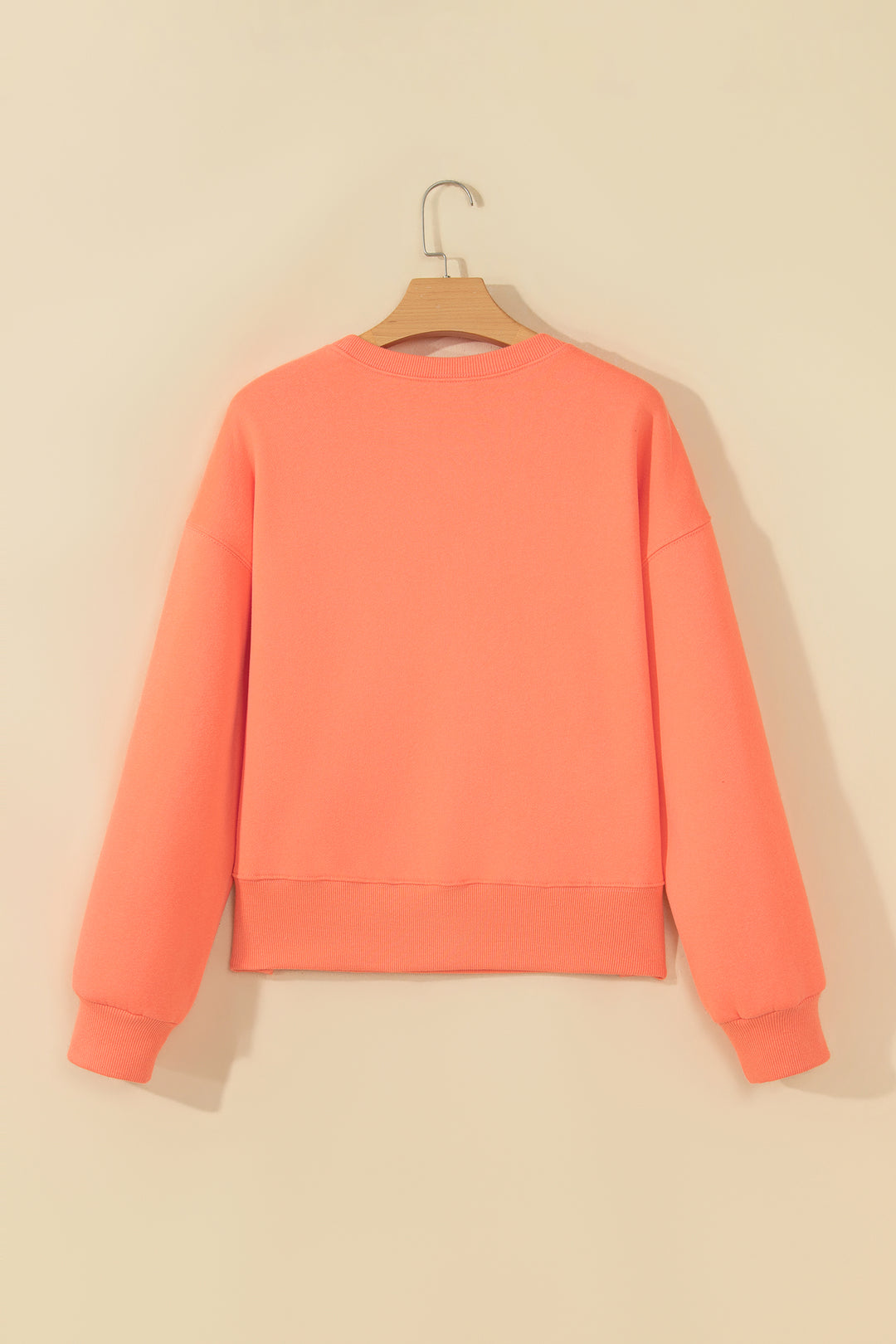 Grapefruit Orange JESUS LOVES YOU Puffy Letter Graphic Sweatshirt