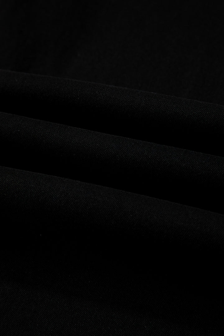 Black 2-Button High Waist Flared Bottom Jeans