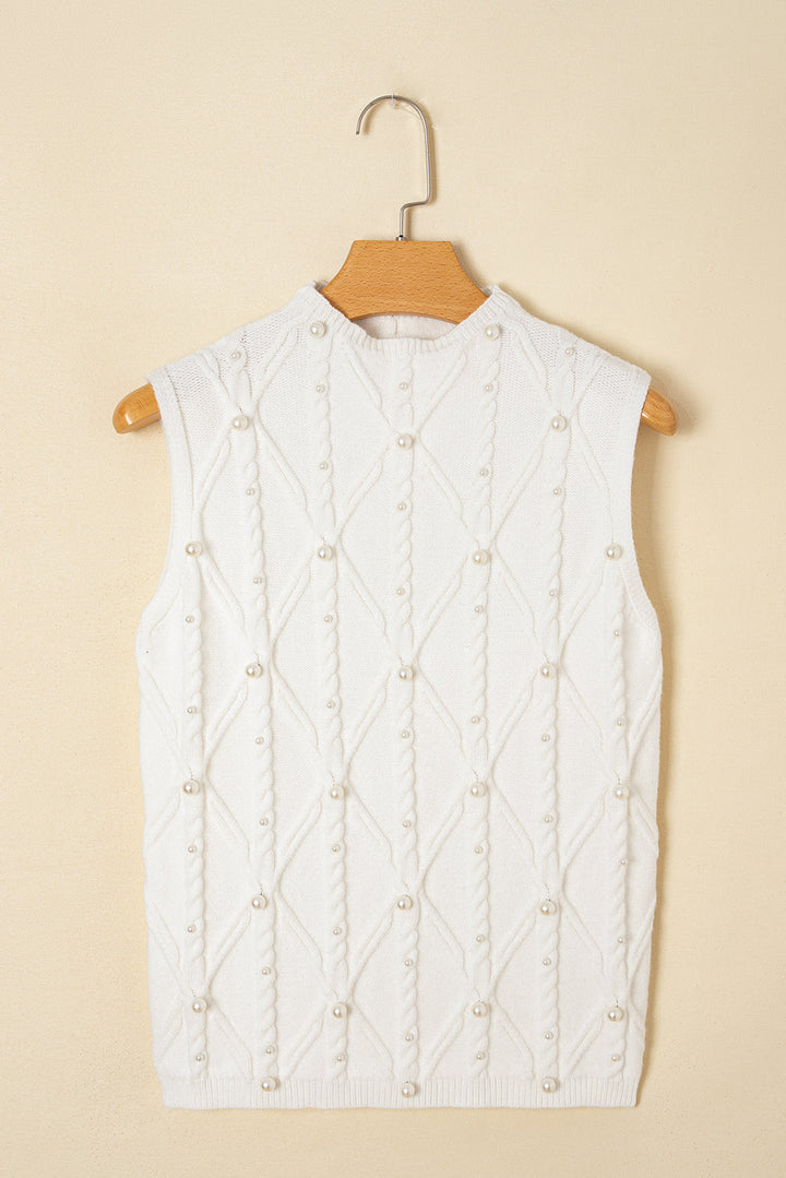 Alaia Pearled Textured Knit Sweater Vest