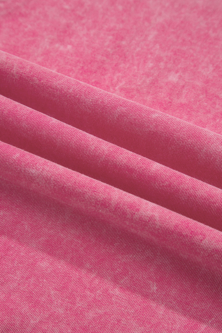 Sachet Pink Solid Color Cotton Mineral Washed Oversize Tee