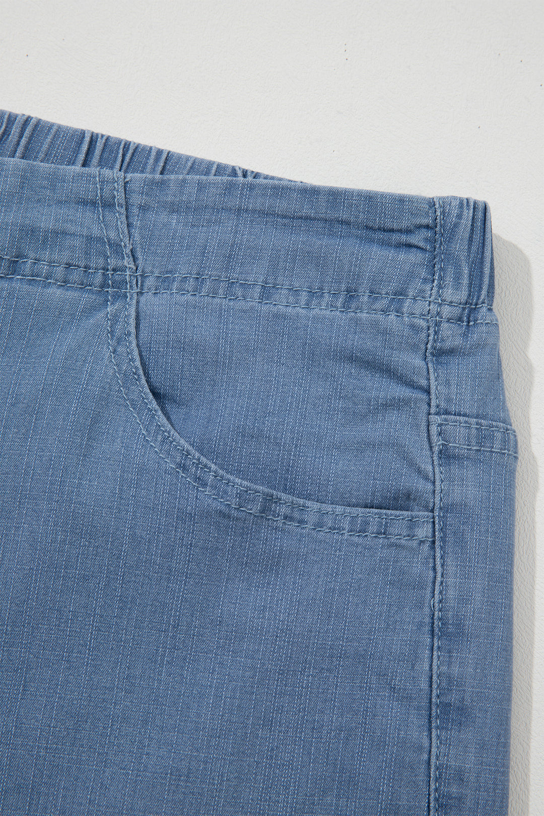 Light Blue Ruffle Hem Wide Leg Full Length Plus Size Jeans