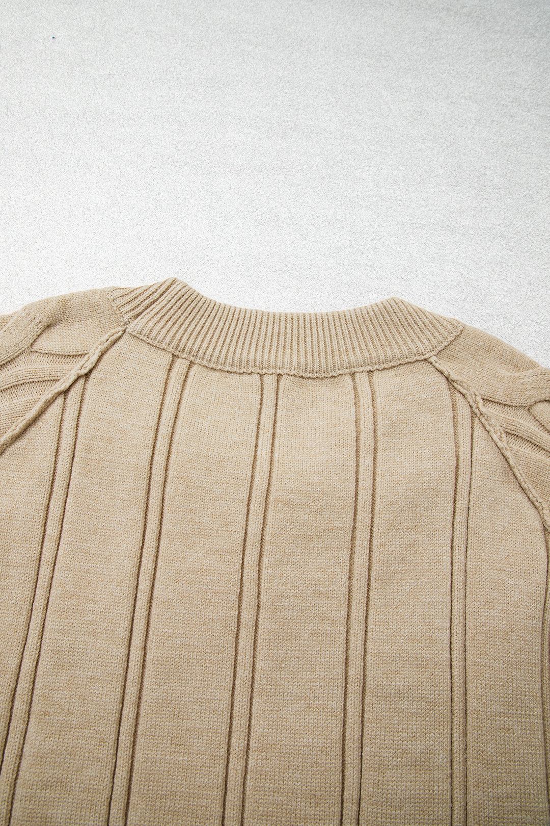 Parchment Oversized Cable Knit Long Sleeve Round Neck Tunic Length Plus Size Sweater