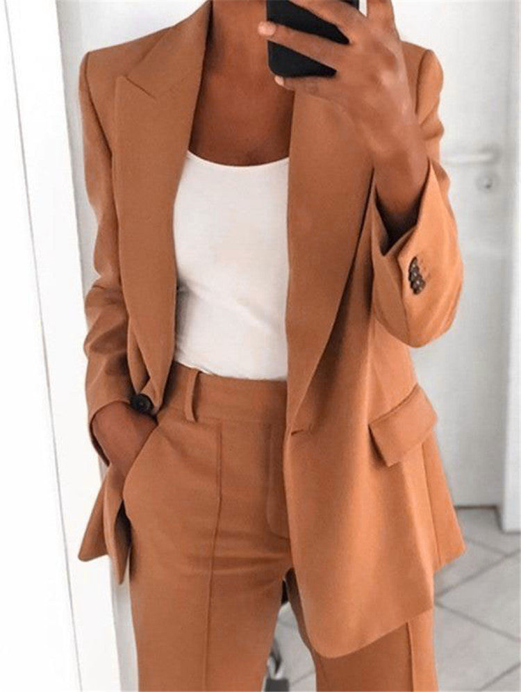 Lapel Blazer &amp; Slim-Fit Trousers Two-Piece Suit – 10 Colors XS–5XL