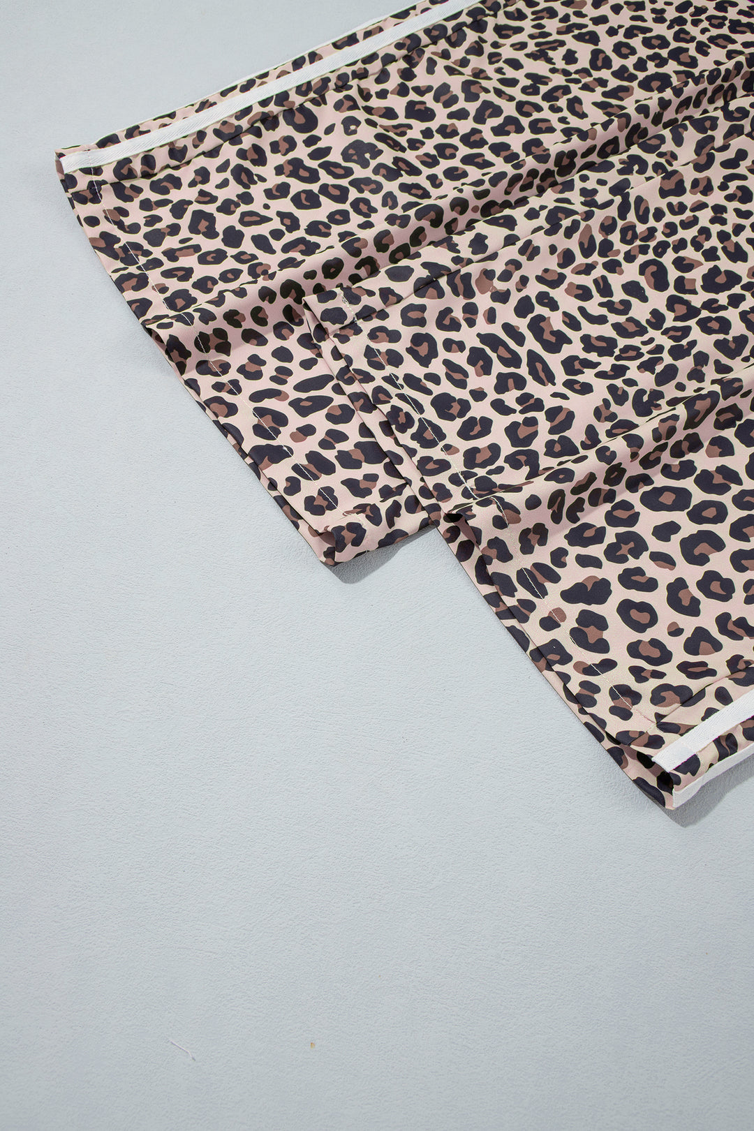 Beige Plus Size Leopard Print Side Stripes Detail Casual Pants