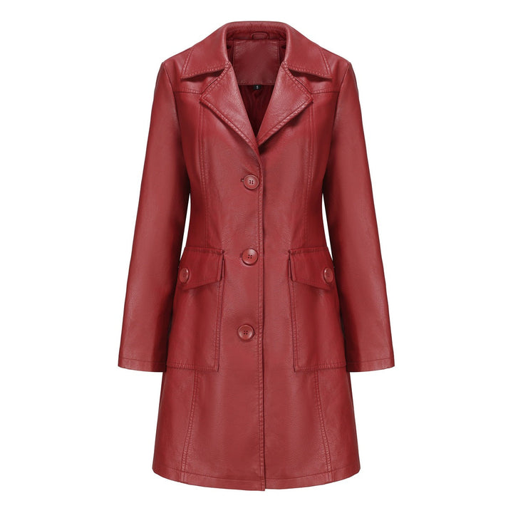 Women’s Long Leather Trench Coat – Fashion Outerwear
