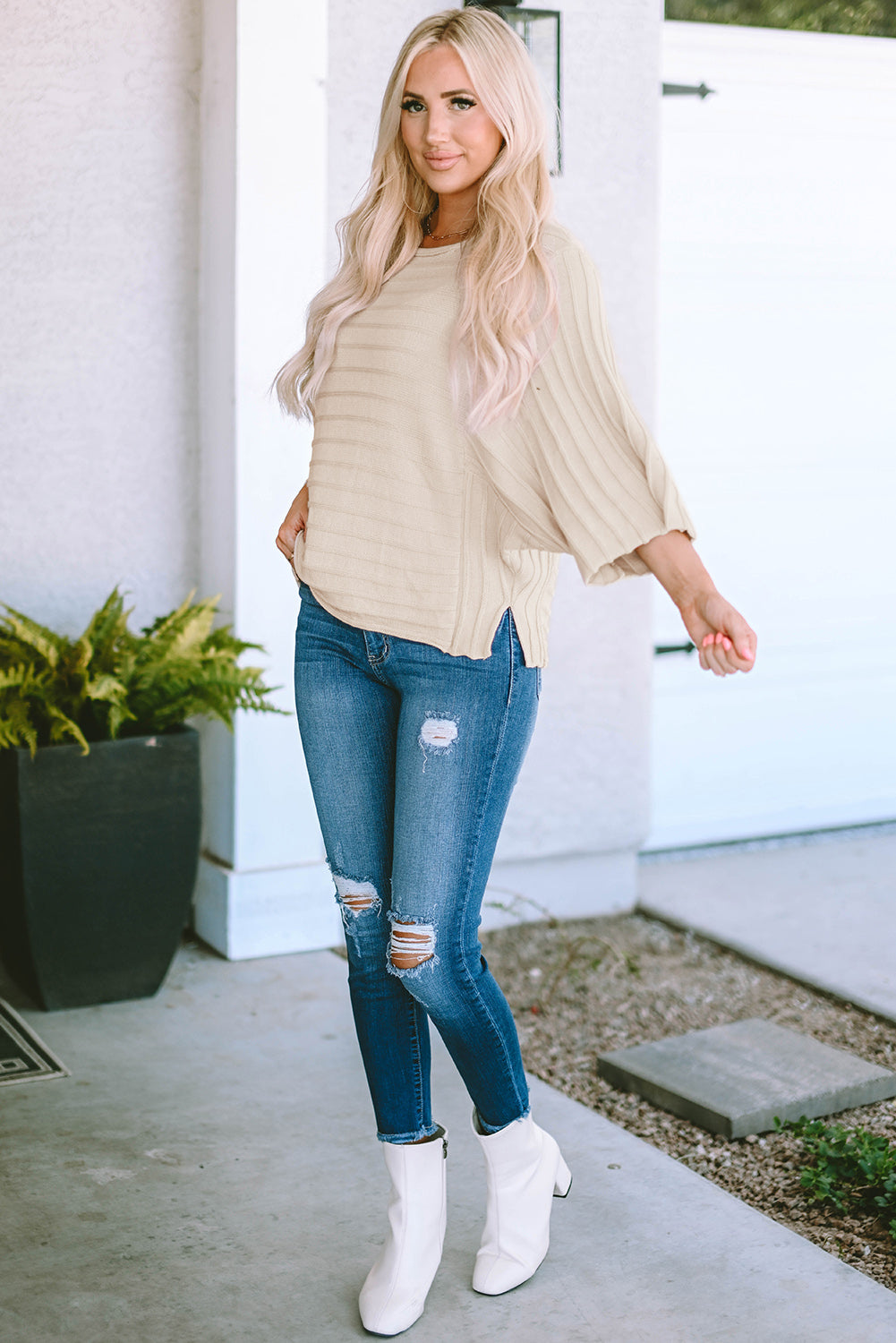 Ella Ribbed Knit Dolman Sweater