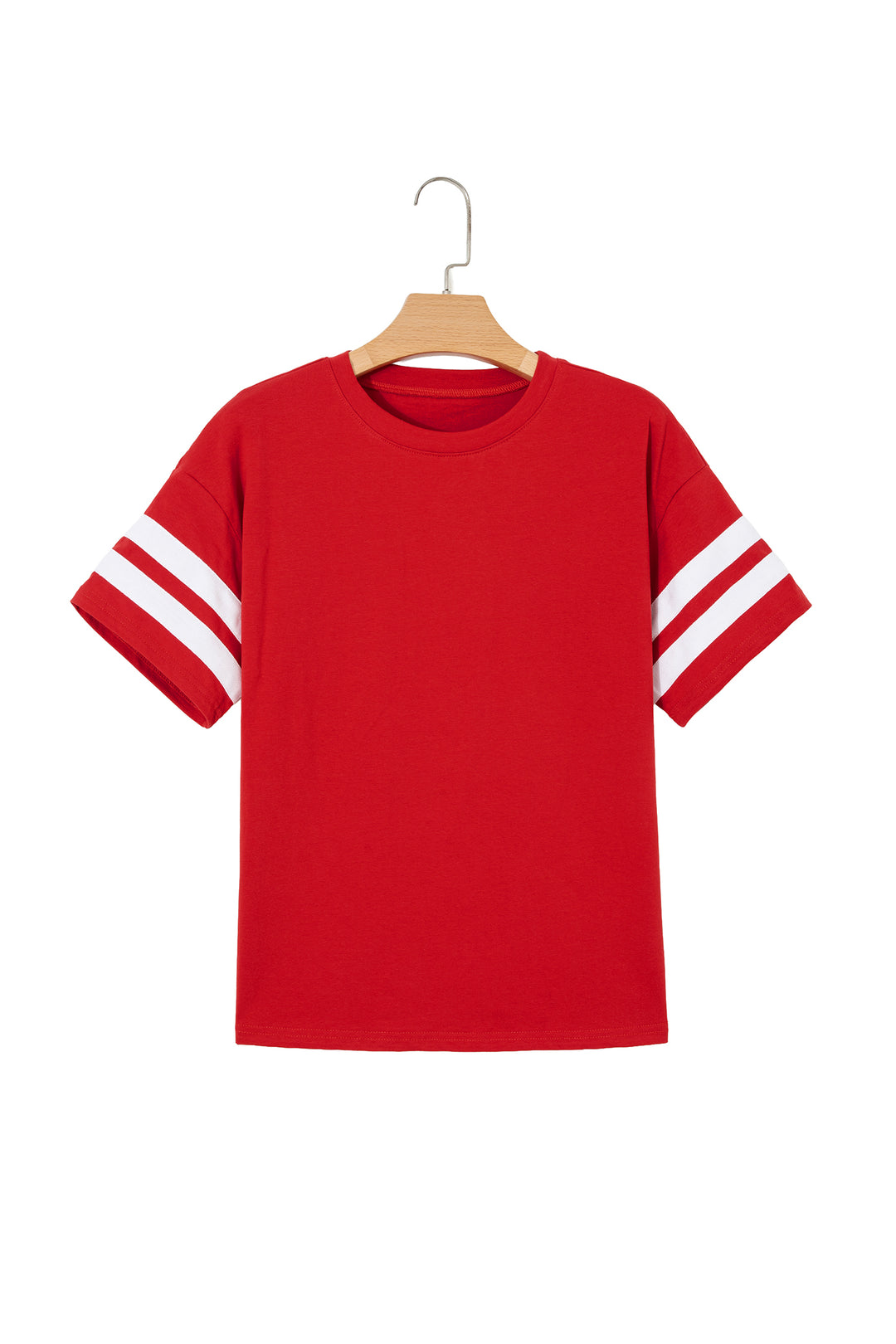 Black Varsity Striped Short Sleeve Crew Neck T Shirt