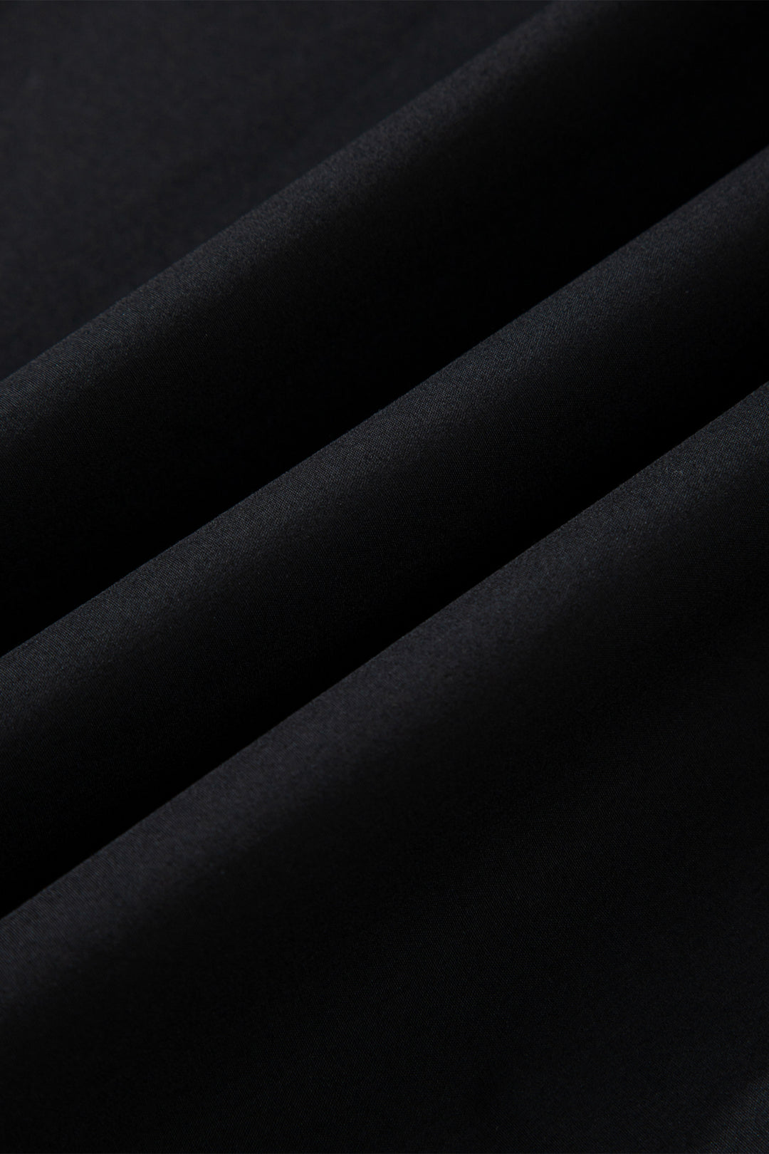 Black Striped Trim Ruffle Split Neck Long Sleeve Blouse